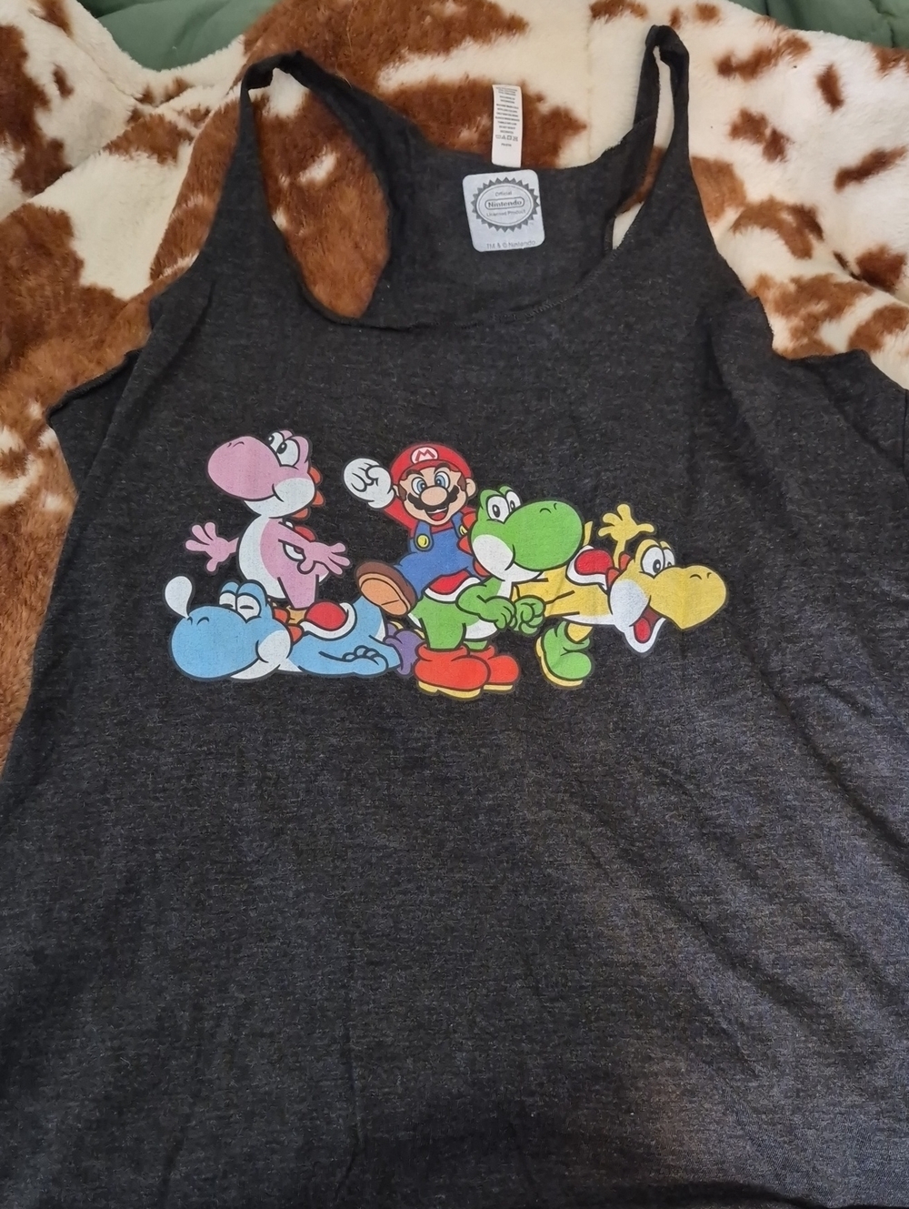 Nintendo Dark Gray Mario & Yoshi Tanktop Size Junior's XL (Check Measurements)